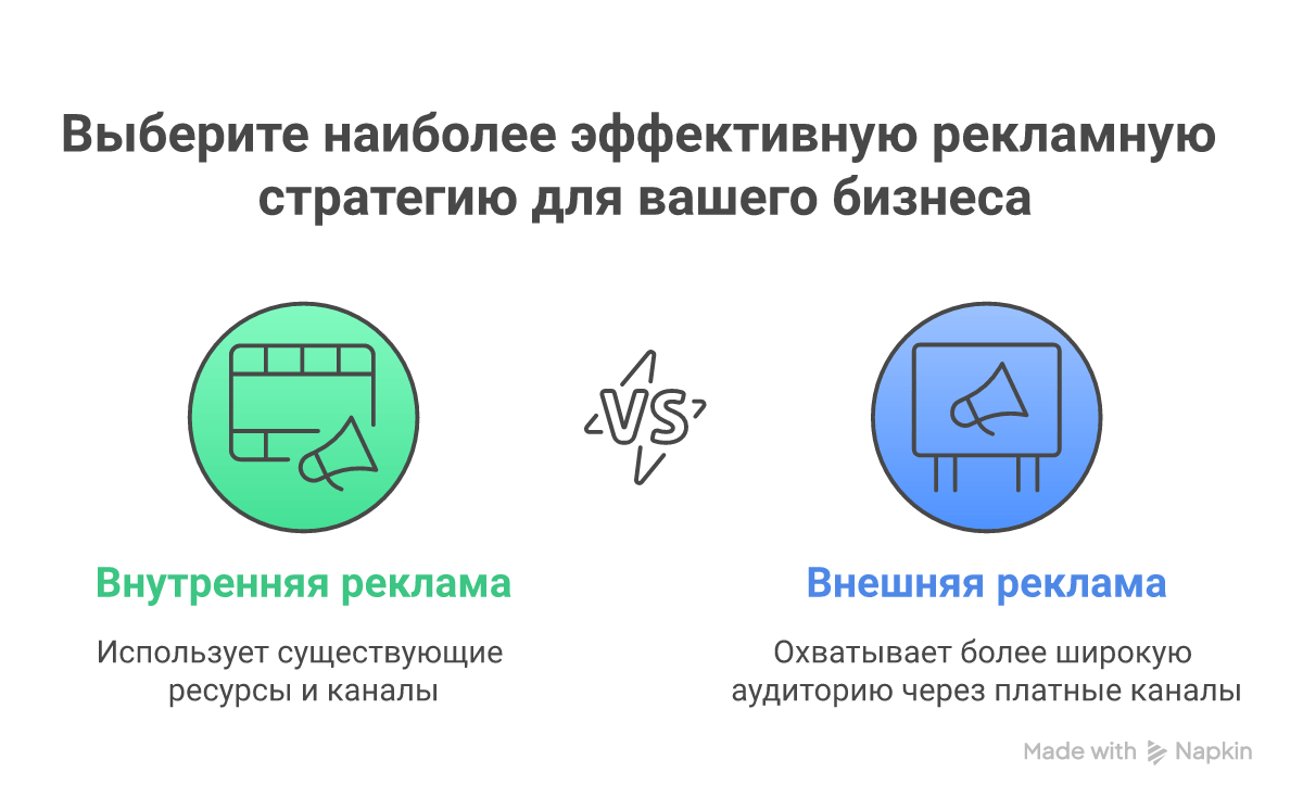Сравнение внутренней и внешней рекламы